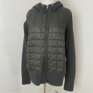 Old Navy Dynamic Fleece Quilted Hybrid Zip Hooded Jacket for Women.